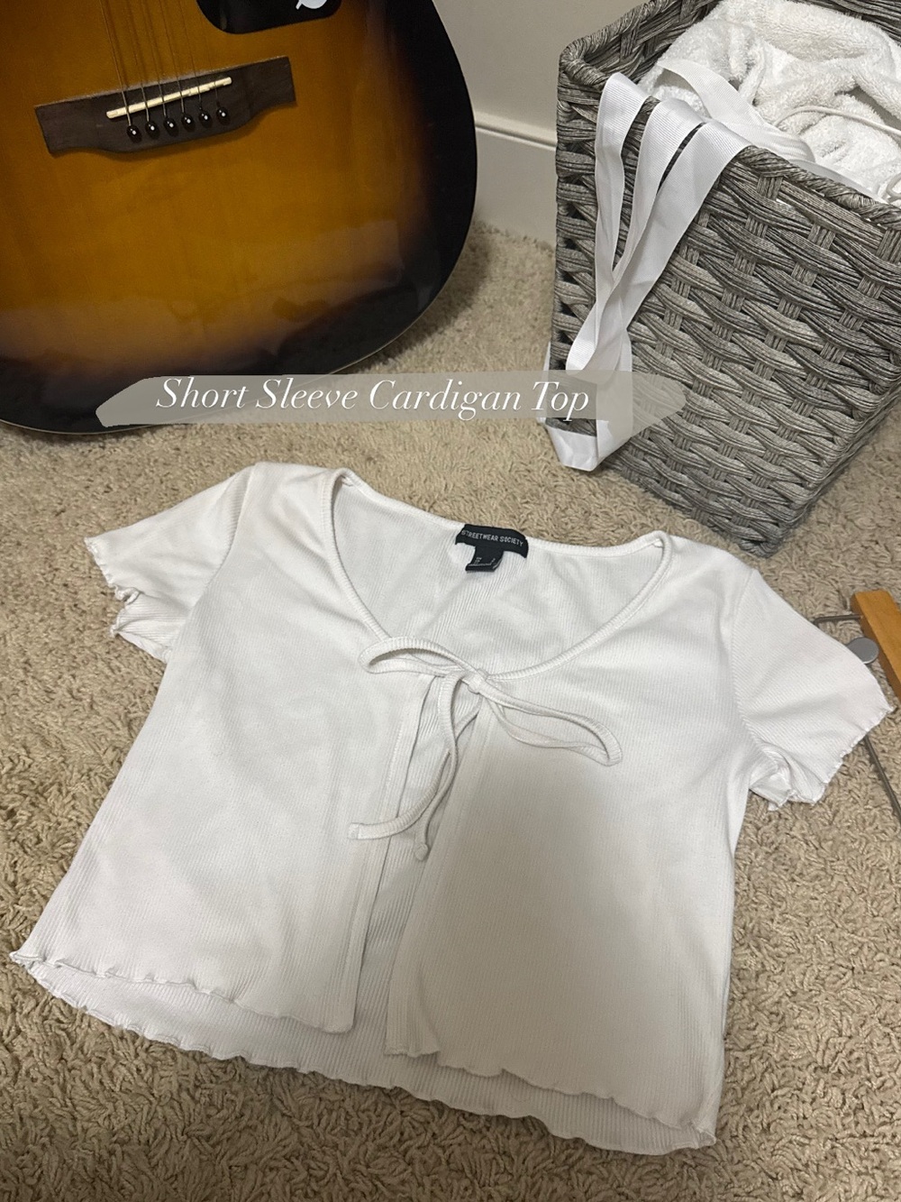 Short-Sleeve Tie-Front Cardigan
